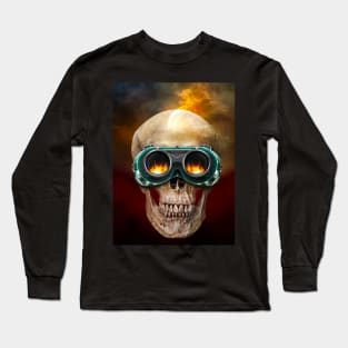 Human skull have on the industrial safety glasses Long Sleeve T-Shirt